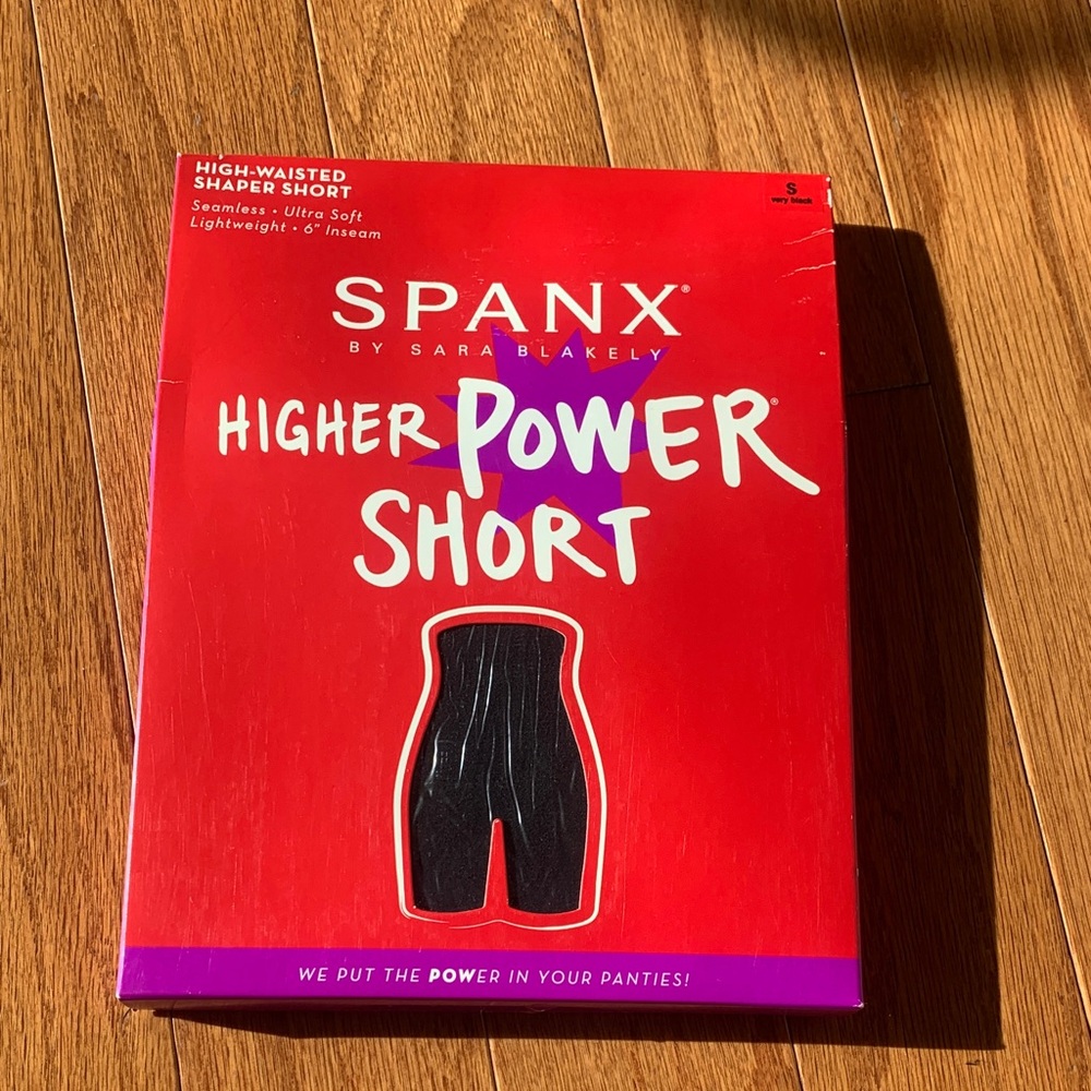SPANX Higher Power Short in Black and Red Packaging